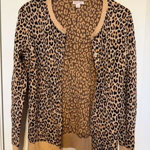 Merona Women's Leopard Cardigan - Tan and Black Size Medium